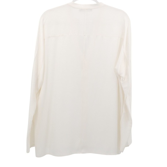 Vince Oversized Silk Tunic Blouse V Neck Long Sleeve High Low Cream Size Medium - Picture 3 of 8